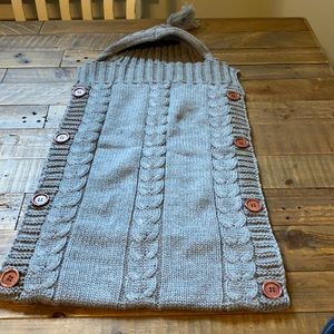 Baby blanket/wrap. Grey cable knit